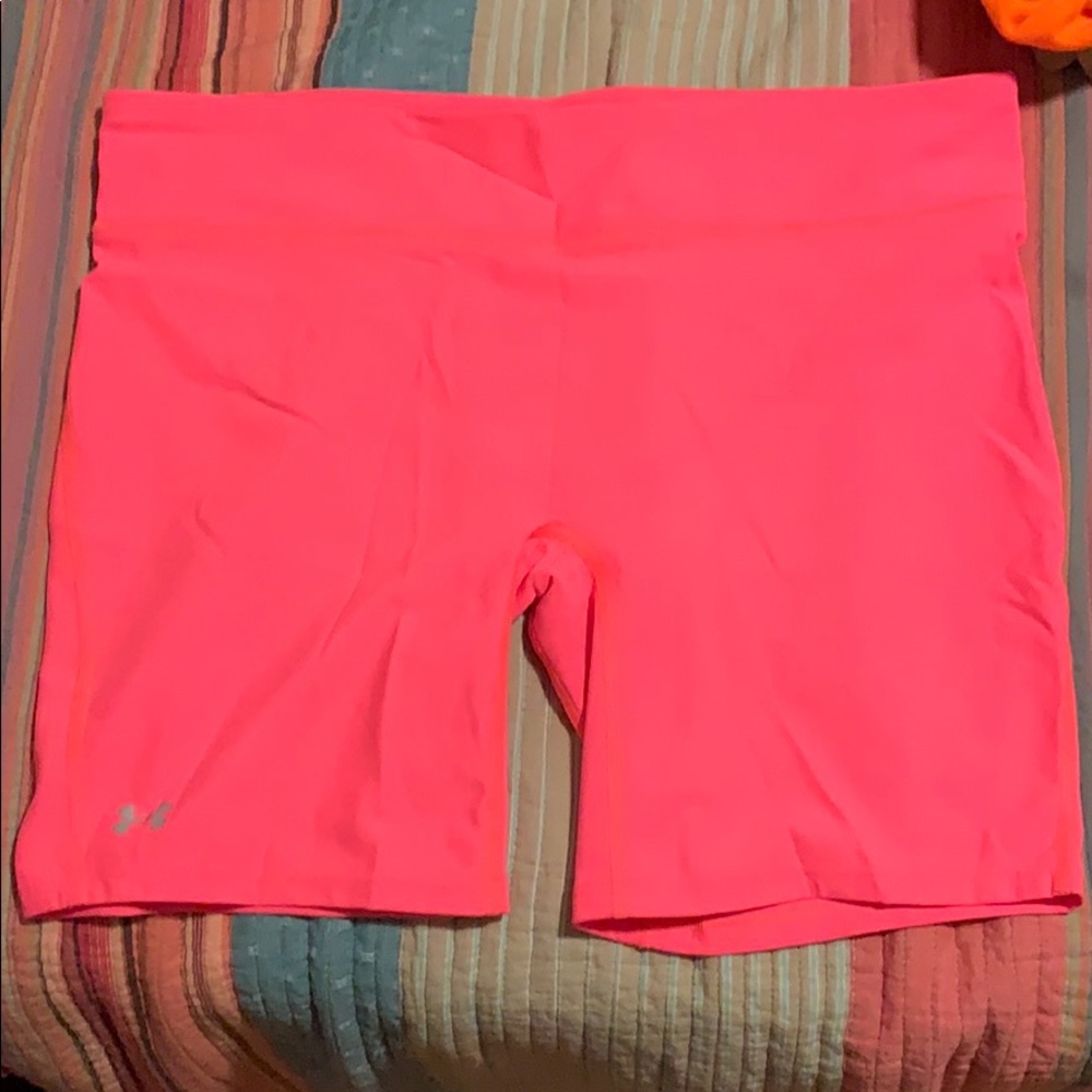 Neon pink biker shorts/spandex